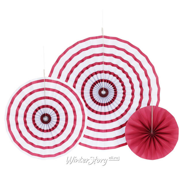 Набор бумажных вееров Red Orangerie 20-40 см, 3 шт Koopman