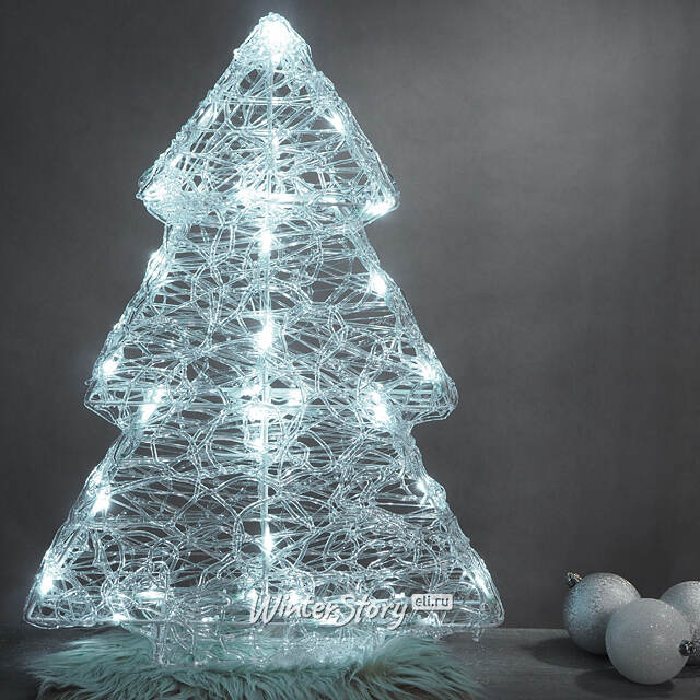 Светящаяся фигура Елка White Pearl 60 см, 60 холодных белых LED ламп с мерцанием, IP44 Kaemingk (Кейминг)
