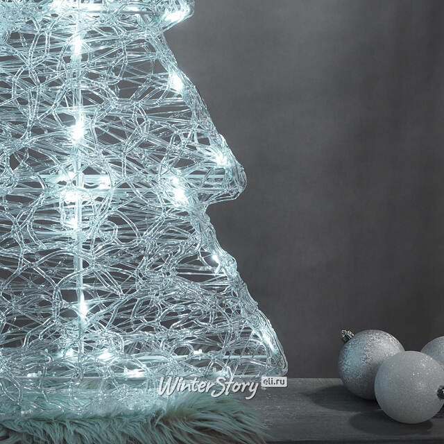 Светящаяся фигура Елка White Pearl 60 см, 60 холодных белых LED ламп с мерцанием, IP44 Kaemingk (Кейминг)