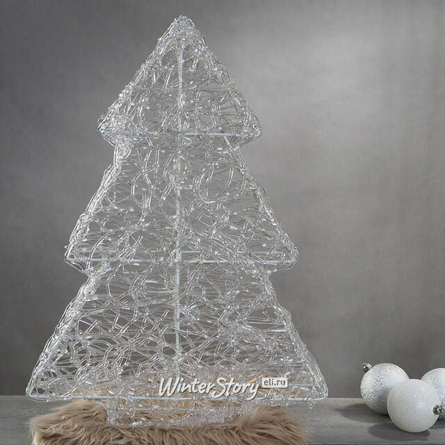 Светящаяся фигура Елка White Pearl 60 см, 60 холодных белых LED ламп с мерцанием, IP44 Kaemingk (Кейминг)