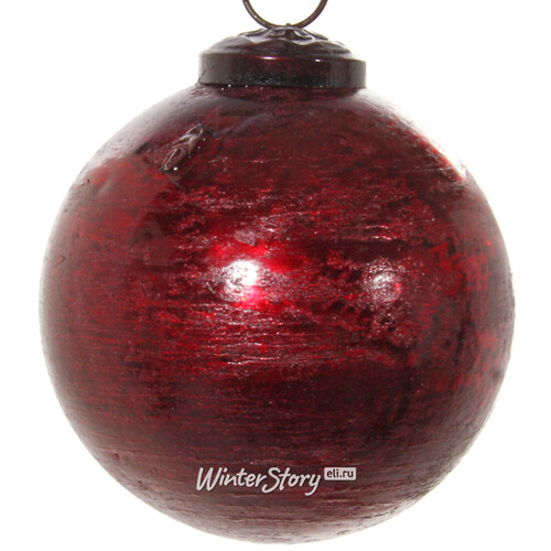 Винтажный елочный шар Клубничный Джем 10 см, стекло ShiShi