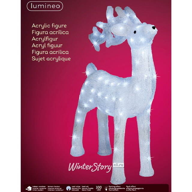 Светодиодный олень Фредерик 73 см, 100 LED ламп с мерцанием, IP44 Kaemingk