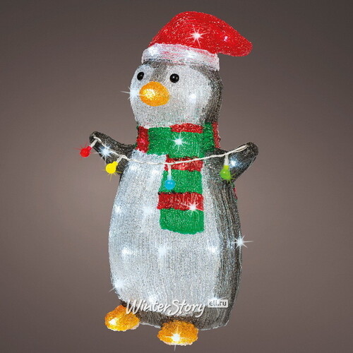 Светящаяся фигура Пингвин Ронни готовится к Рождеству 45 см, 48 LED ламп, IP44 Kaemingk