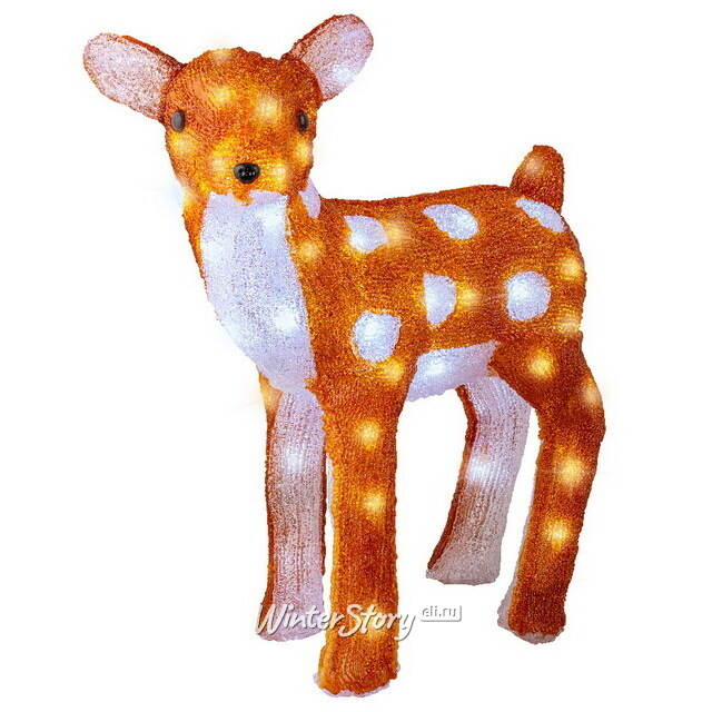 Светящийся олень Брэнсон 38 см, 60 холодных белых LED ламп, таймер, IP44, уцененный Kaemingk