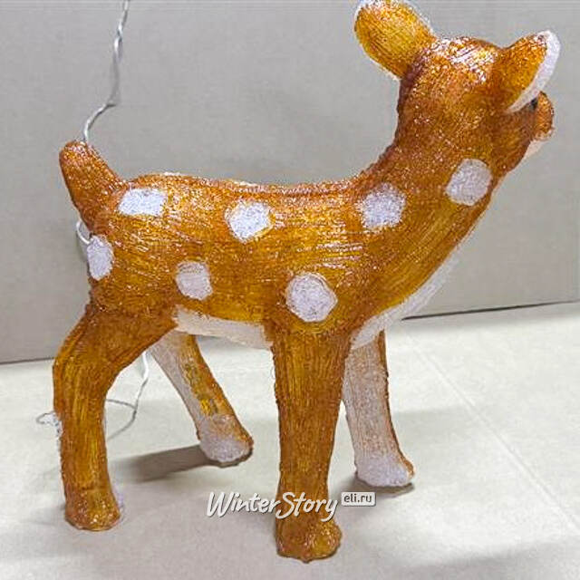 Светящийся олень Брэнсон 38 см, 60 холодных белых LED ламп, таймер, IP44, уцененный Kaemingk