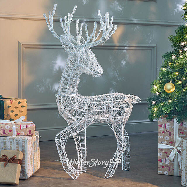 Светящийся олень Гастон 94 см, 100 холодных белых LED ламп с мерцанием, таймер, IP44 Kaemingk