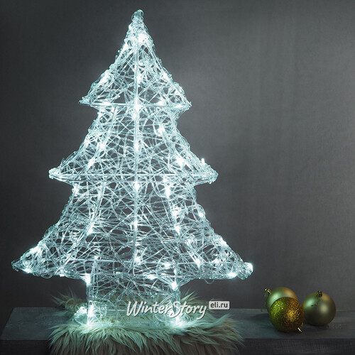 Светящаяся фигура Елка Альдертина 72 см, 70 холодных белых LED ламп с мерцанием, таймер, IP44 Kaemingk