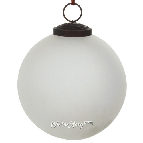 Винтажный елочный шар Снежное Утро 8 см, стекло ShiShi