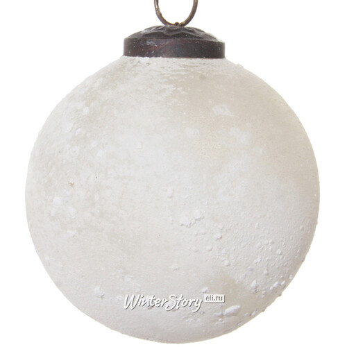 Винтажный елочный шар Снежная Пудра 10 см, стекло ShiShi