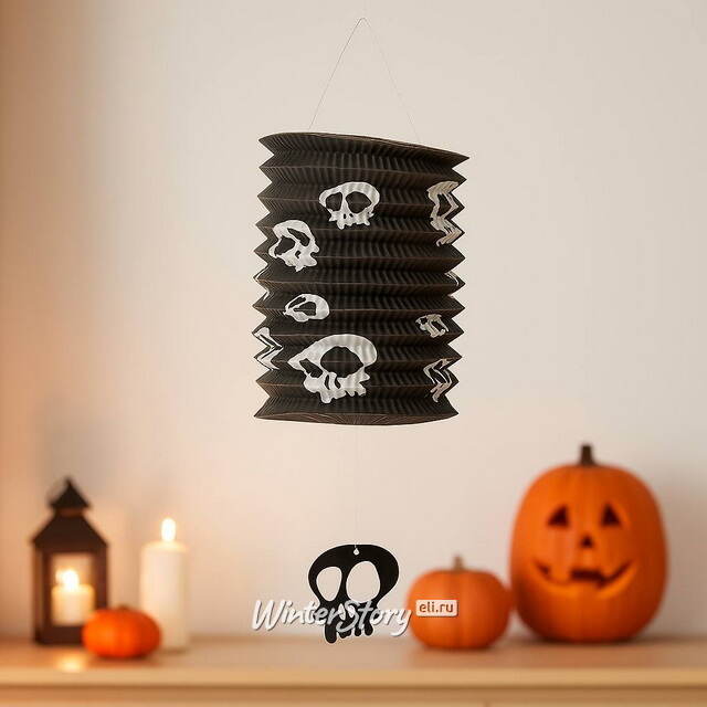 Подвесное украшение Хэллоуин - Бумажный Фонарик с черепом 25*15 см Koopman