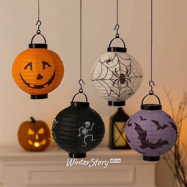 Набор фонарей-светильников Хэллоуин 26*18 см, холодные белые LED лампы, на батарейках, 4 шт Koopman