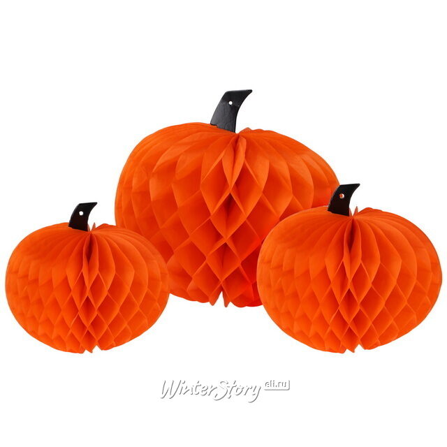 Набор бумажных подвесных украшений Тыквы 19-30 см, 3 шт Koopman