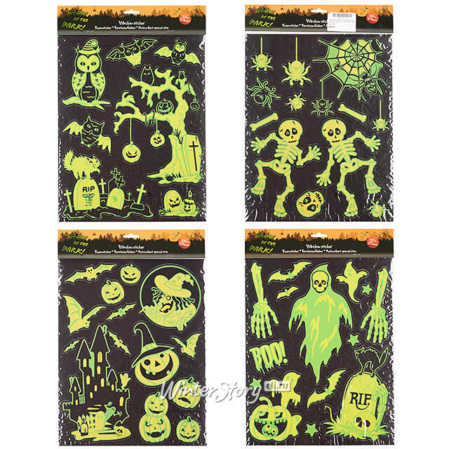 Набор светящихся наклеек на Хэллоуин Crazy Magic Spell 38*30 см, 4 шт Koopman