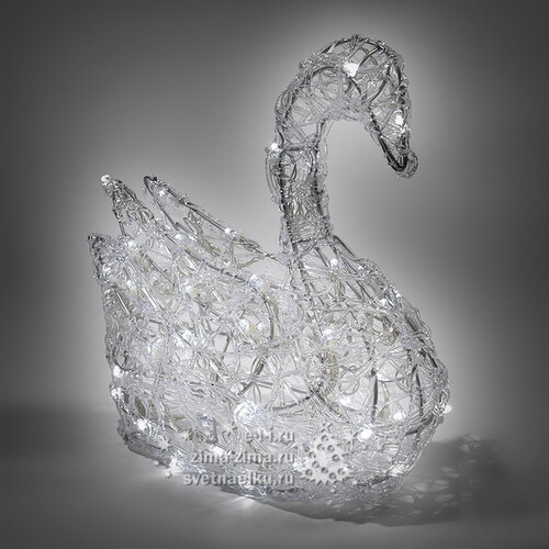 Лебедь светящийся "Ажурный", 60 см, уличный, прозрачные акриловые нити, 100 холодных белых LED ламп Kaemingk