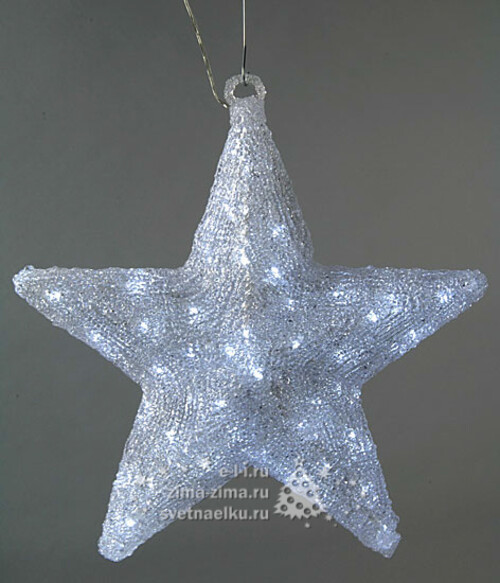 Звезда светящаяся, акрил, 40 см, уличная, 80 холодных белых LED ламп, IP44 Kaemingk