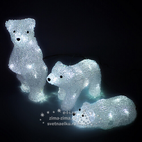 Композиция из акрила Три медведя, холодные белые LED лампы, IP44 Kaemingk