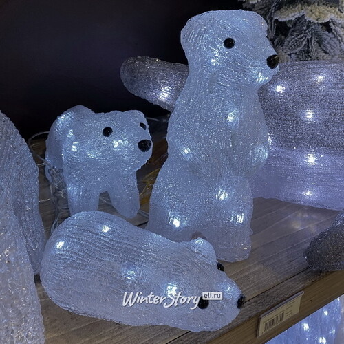 Набор светящихся фигур Медведи леса Уортертон 3 шт, 26 см, 40 LED ламп, на батарейках, IP44 Kaemingk