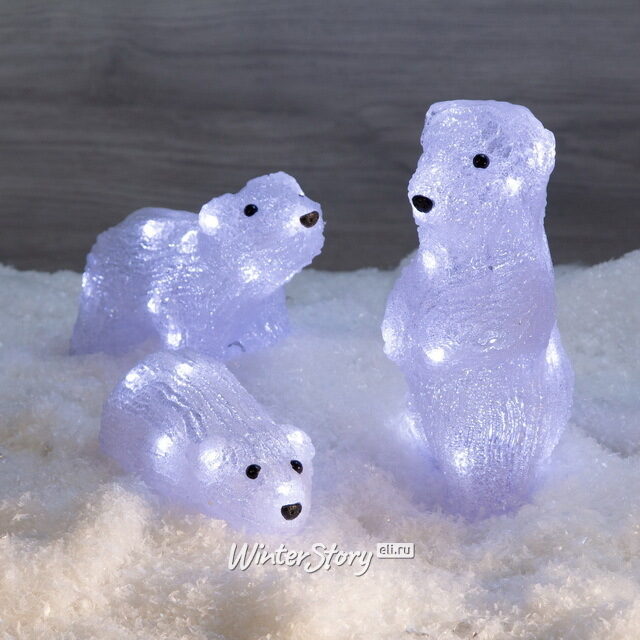 Композиция из акрила Три медведя, холодные белые LED лампы, IP44 Kaemingk