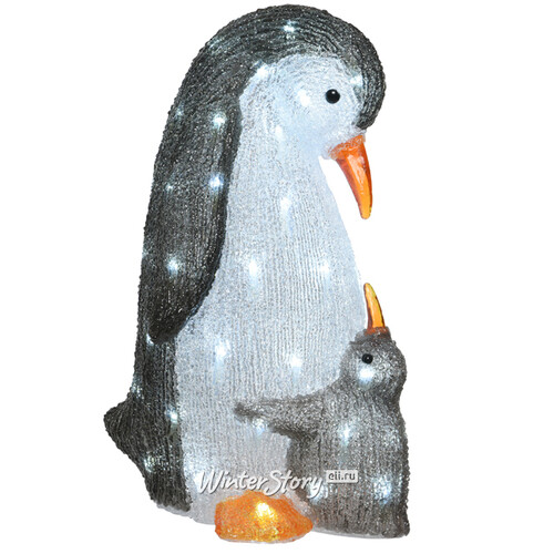 Акриловая фигура Пингвин с Малышом 47 см, 60 LED ламп, IP44 Kaemingk