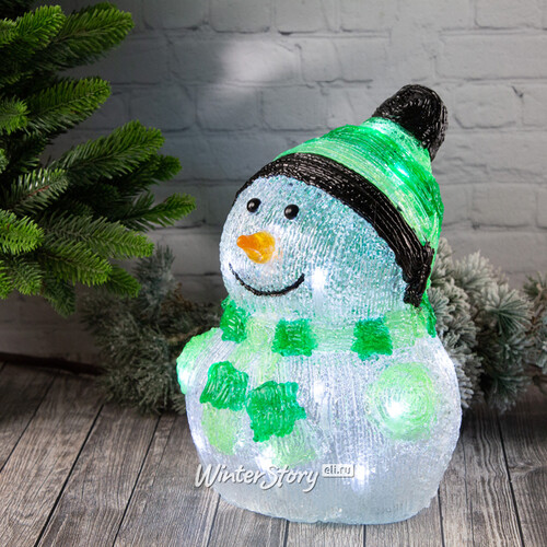 Светящаяся фигура Снеговик Frosty Green 24 см, 20 LED ламп, на батарейках, IP44 Kaemingk