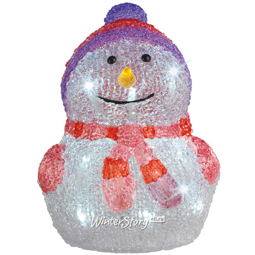 Светящаяся фигура Снеговик Frosty Violet 24 см, 20 LED ламп, на батарейках, IP44 Kaemingk