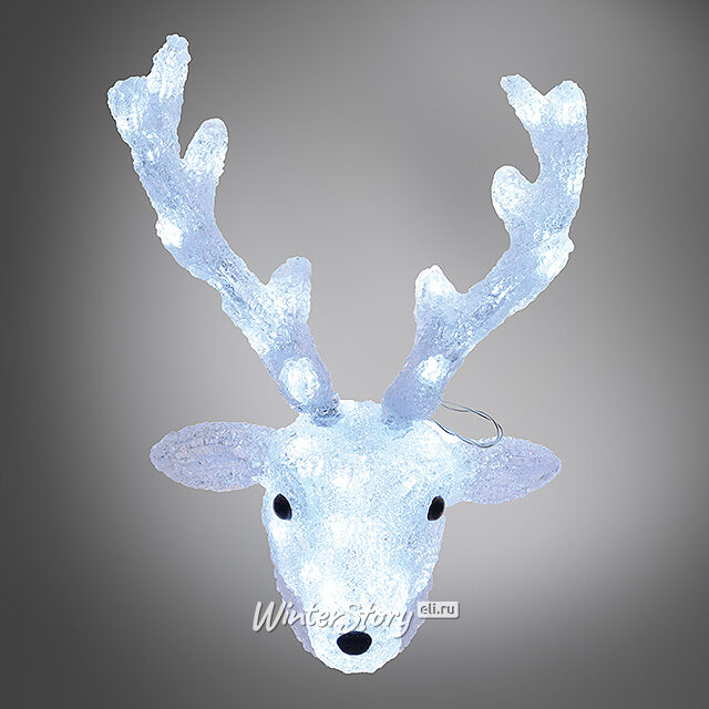 Голова оленя светящаяся, 45 см, уличный, акрил, 50 холодных белых LED ламп Kaemingk