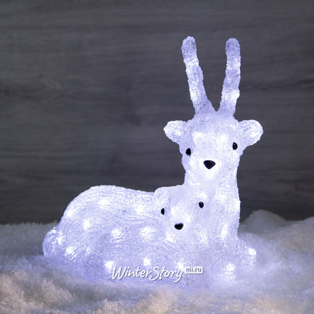 Светодиодные олени Мама и Малыш 34 см, 56 LED ламп, IP44 Kaemingk