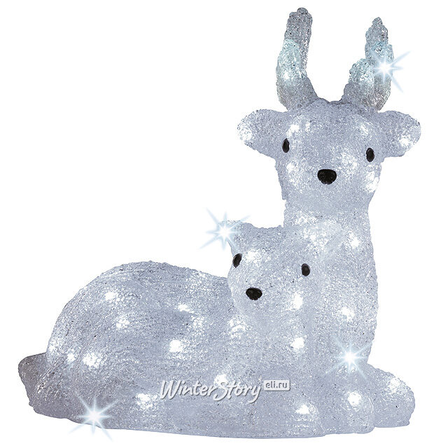 Светодиодные олени Мама и Малыш 34 см, 56 LED ламп, IP44 Kaemingk