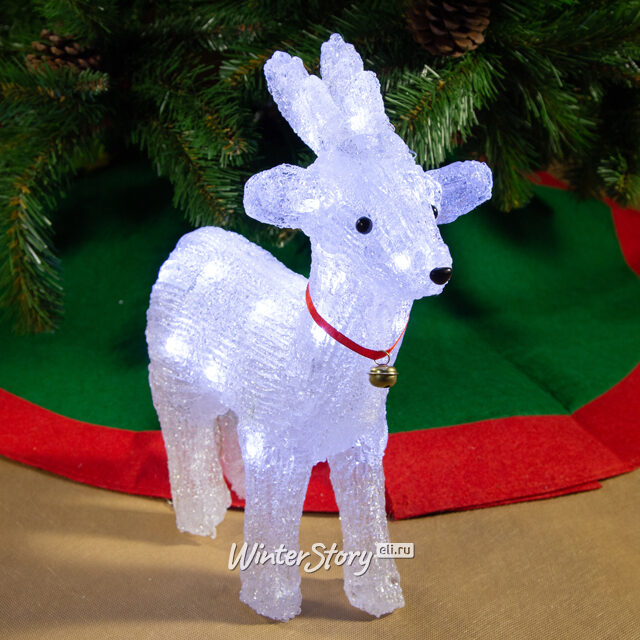 Светящийся Олененок с бубенчиком стоящий 35 см, 24 LED лампы, на батарейках, IP44 Kaemingk