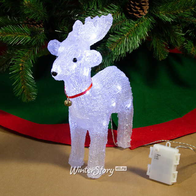 Светящийся Олененок с бубенчиком стоящий 35 см, 24 LED лампы, на батарейках, IP44 Kaemingk