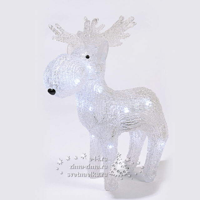 Лось светящийся, 32 см, уличный, акрил, 16 холодных белых лампы, батарейка Kaemingk