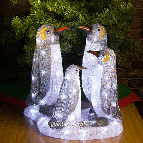 Светодиодная фигура "Семья Пингвинов", 47 см, уличная, акрил, 96 холодных белых LED ламп Kaemingk