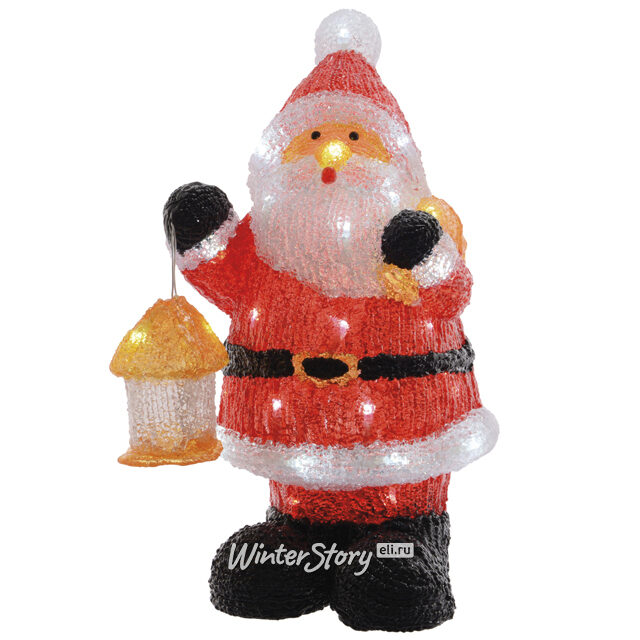 Светодиодная акриловая фигура Санта с фонарем 46 см, 40 LED ламп, IP44 Kaemingk