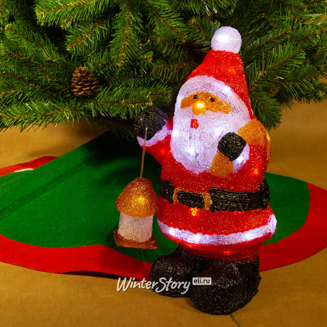 Светодиодная акриловая фигура Санта с фонарем 46 см, 40 LED ламп, IP44 Kaemingk