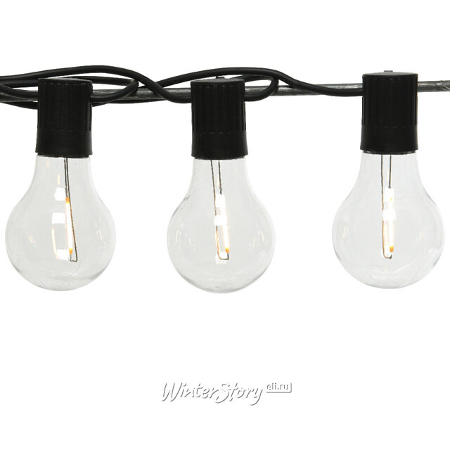 Гирлянда из лампочек Party, 20 прозрачных ламп с теплым белым свечением, 9.5 м, черный ПВХ, IP44 Kaemingk (Кейминг)