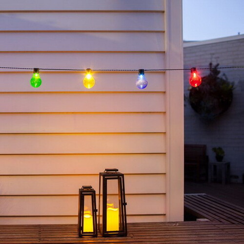 Гирлянда из лампочек Маскарад, 20 разноцветных ламп с холодным белым свечением, 9.5 м, черный ПВХ, IP44 Kaemingk