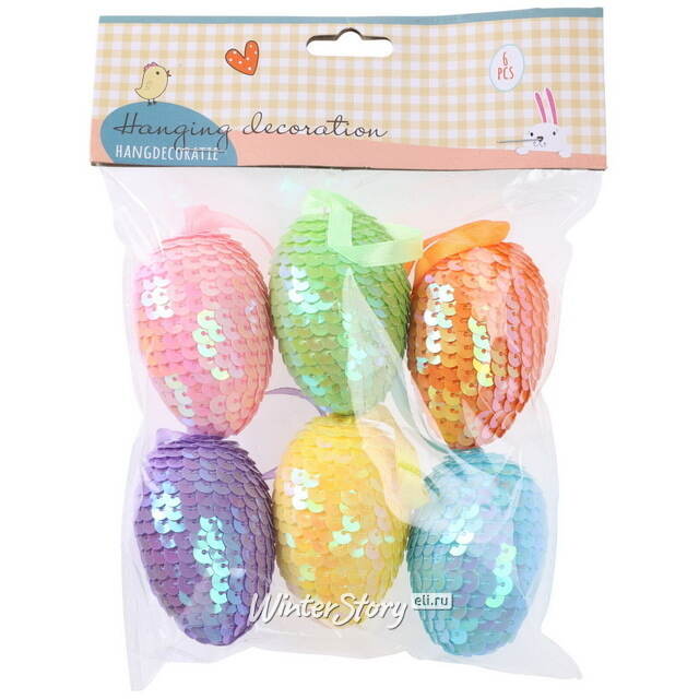 Пасхальные подвески Яйца - Color Easter 6 см, 6 шт Koopman