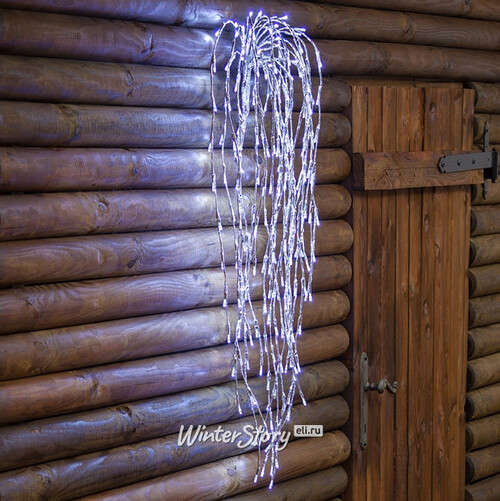 Светодиодное украшение Каскад серебряный 1 м, 220 холодных белых LED ламп с мерцанием, IP44 Kaemingk