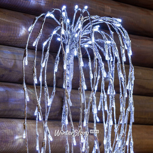 Светодиодное украшение Каскад серебряный 2 м, 680 холодных белых LED ламп с мерцанием, IP44 Kaemingk