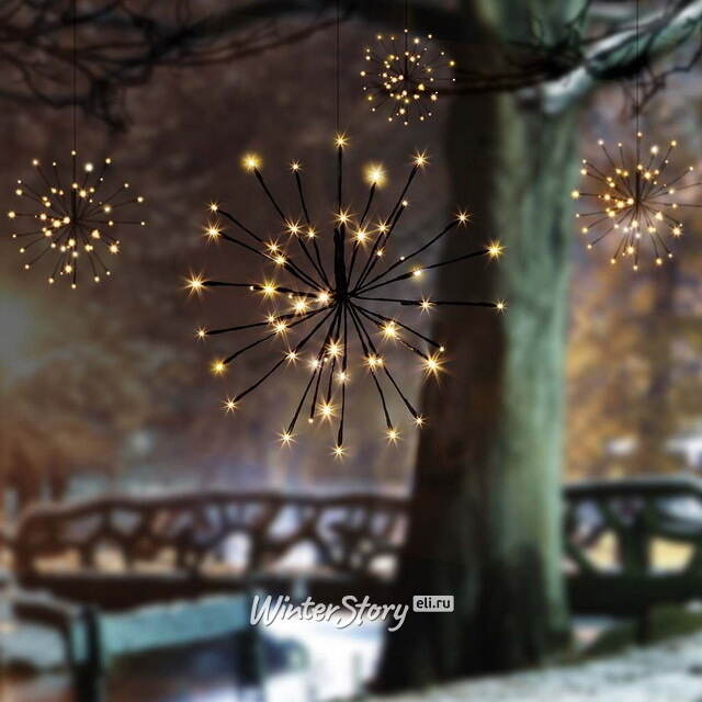 Светодиодное украшение Полярная Звезда черная 70 см, 160 экстра теплых белых LED ламп с мерцанием, IP44 Kaemingk (Кейминг)