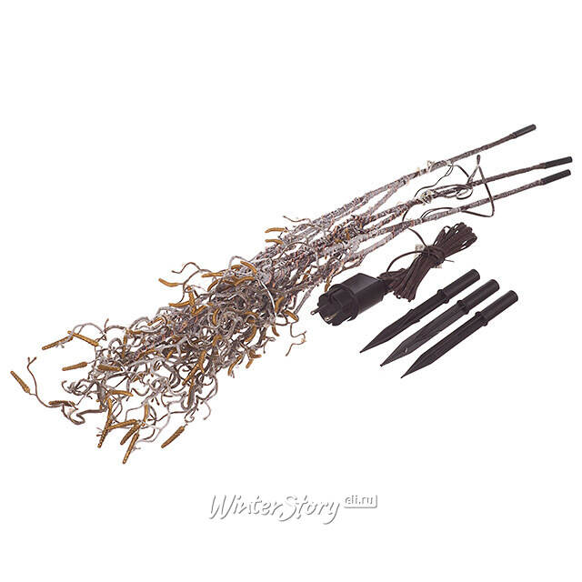 Набор светящихся веток Sparkling Hazel 75 см, 90 теплых белых LED ламп, 3 шт, IP44 Kaemingk