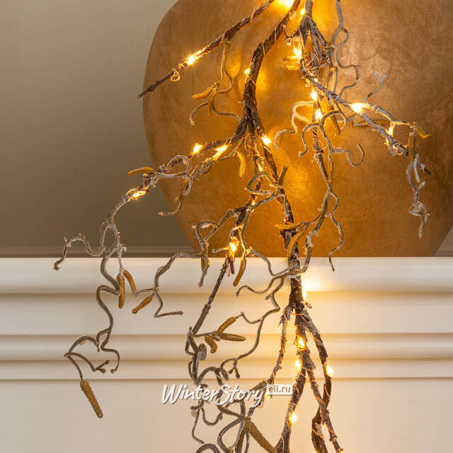 Светящаяся ветка - гирлянда Sparkling Hazel 120 см, 80 теплых белых LED ламп, на батарейках, IP44 Kaemingk (Кейминг)