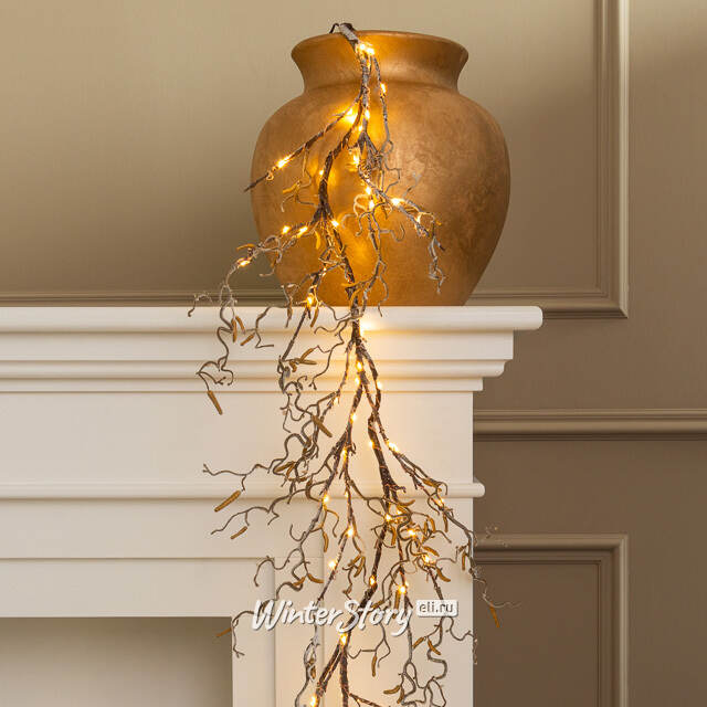 Светящаяся ветка - гирлянда Sparkling Hazel 120 см, 80 теплых белых LED ламп, на батарейках, IP44 Kaemingk (Кейминг)