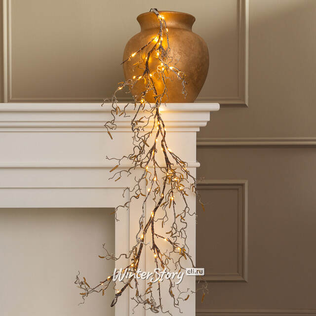 Светящаяся ветка - гирлянда Sparkling Hazel 120 см, 80 теплых белых LED ламп, на батарейках, IP44 Kaemingk (Кейминг)