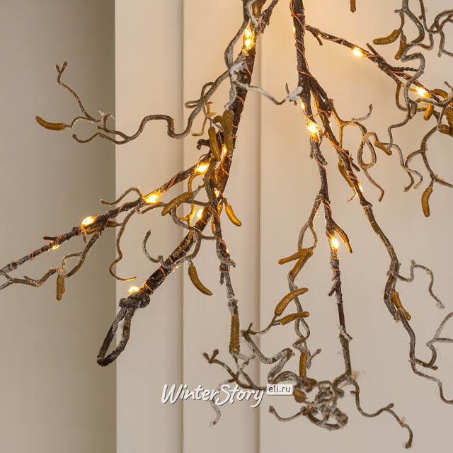 Светящаяся ветка - гирлянда Sparkling Hazel 120 см, 80 теплых белых LED ламп, на батарейках, IP44 Kaemingk (Кейминг)