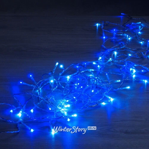 Светодиодная гирлянда нить Объемная 80 белых/синих LED ламп 6 м, прозрачный ПВХ, контроллер, IP44 Kaemingk
