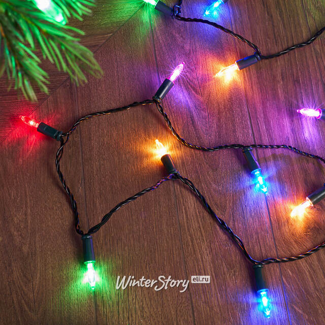 Светодиодная гирлянда Vintage Lights 24 м, 240 разноцветных мини LED ламп, зеленый ПВХ, контроллер, таймер, IP20 Kaemingk