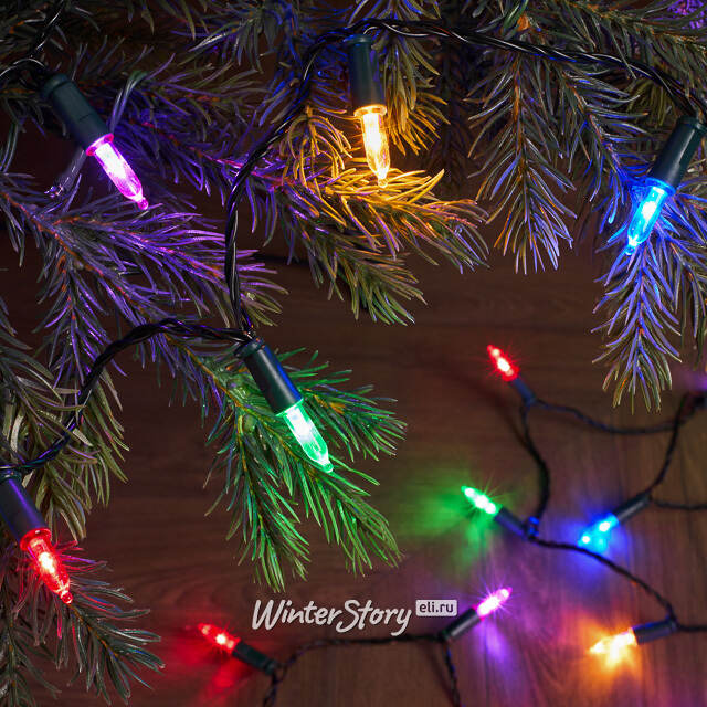 Светодиодная гирлянда Vintage Lights 24 м, 240 разноцветных мини LED ламп, зеленый ПВХ, контроллер, таймер, IP20 Kaemingk