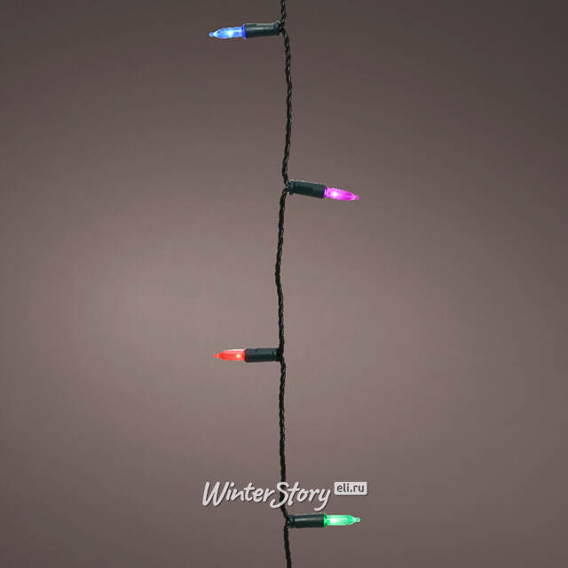 Светодиодная гирлянда Vintage Lights 24 м, 240 разноцветных мини LED ламп, зеленый ПВХ, контроллер, таймер, IP20 Kaemingk