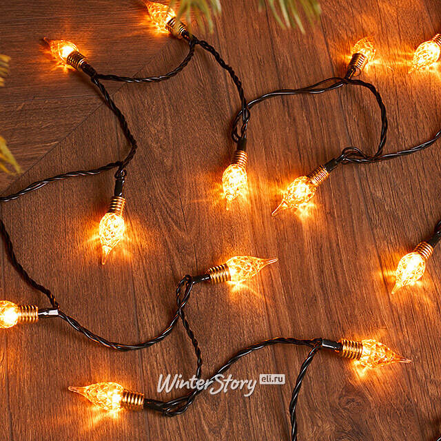 Светодиодная гирлянда Vintage Lights 24 м, 240 теплых белых LED ламп, зеленый ПВХ, контроллер, таймер, IP20 Kaemingk